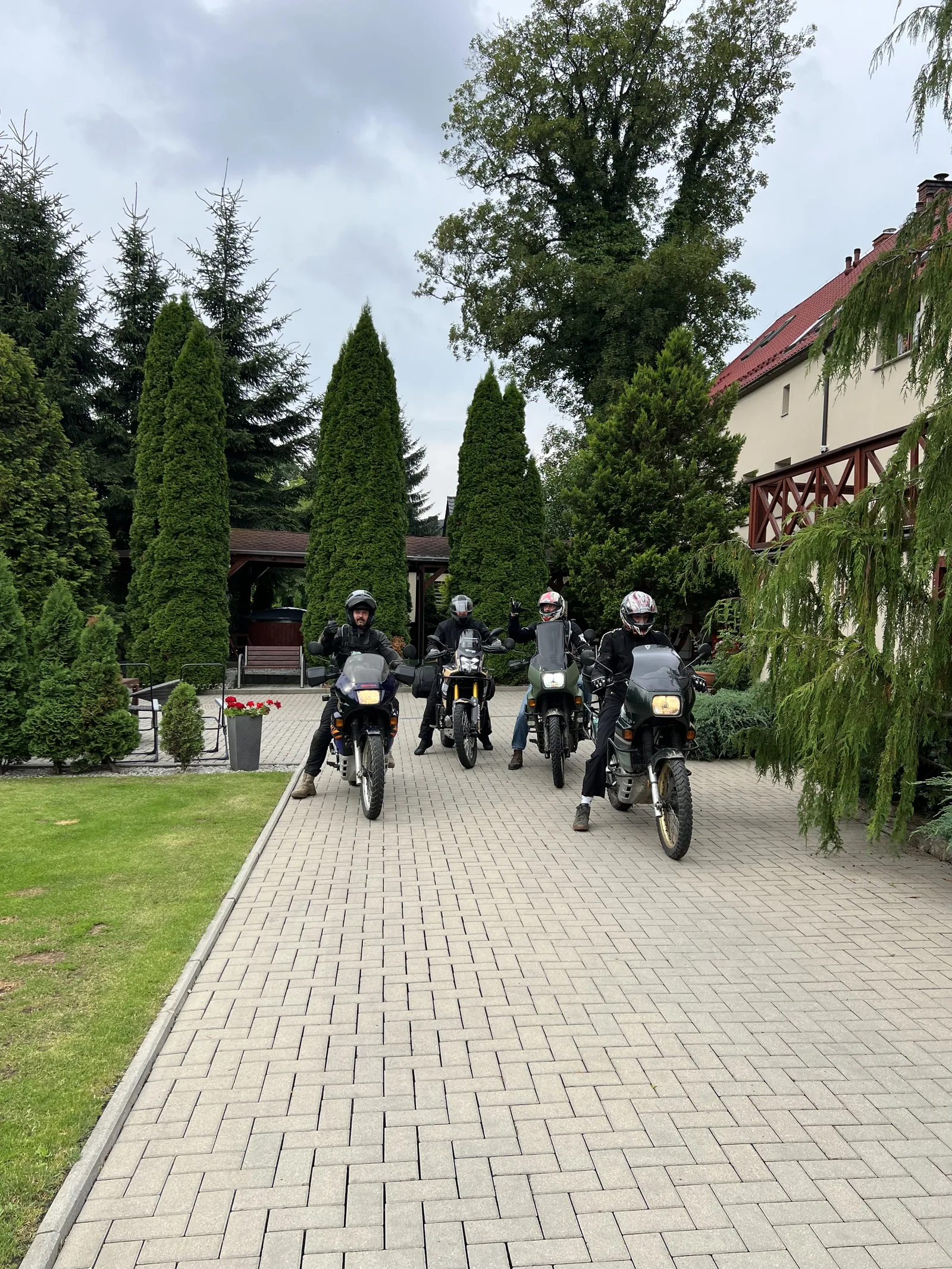 Motorcycles outside the MAGO garages